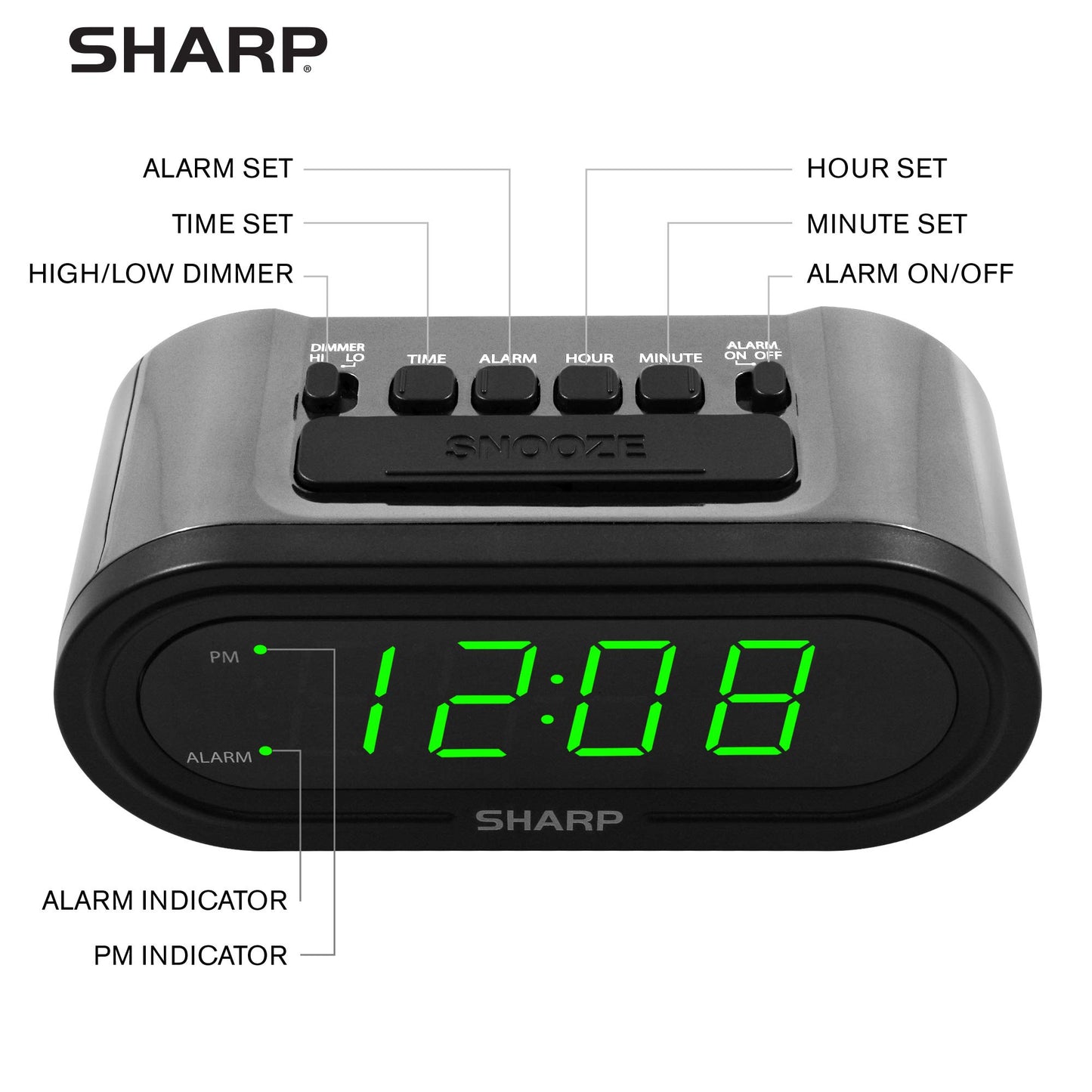 Sharp Digital Alarm Clock, Never Needs Setting
