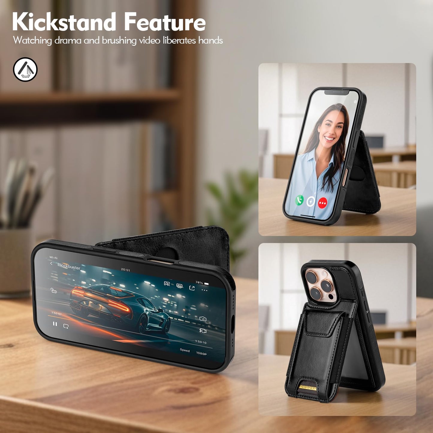 Compatible with iPhone 16 Pro Max Wallet Case with Card Holder