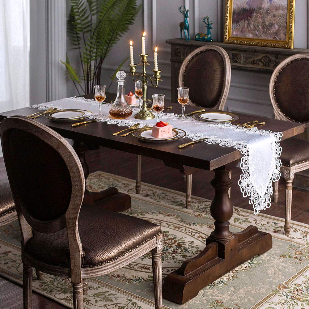 Rectangle Lace Fabric Summer Tablecloth with Macrame Border