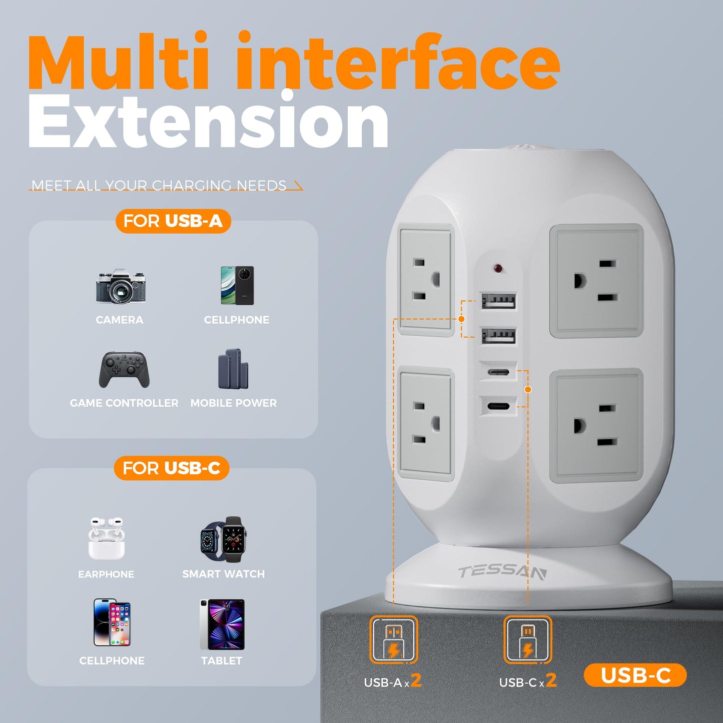 Tower Surge Protector Power Strip 10 ft