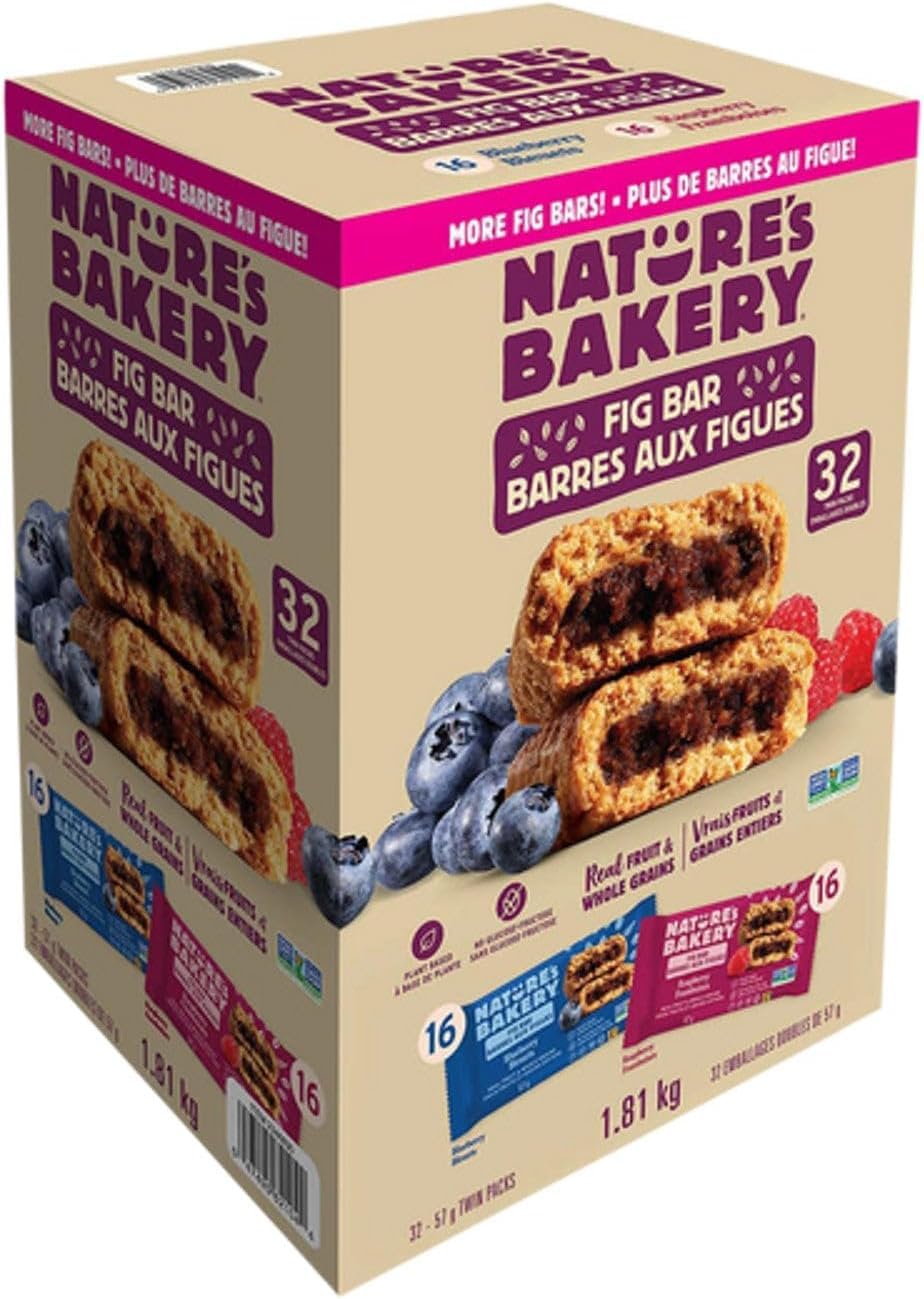 Nature’s Bakery Whole Wheat Fig Bars, Raspberry, Real Fruit, Vegan, Non-GMO, Snack bar, 6 Count (Pack of 6)