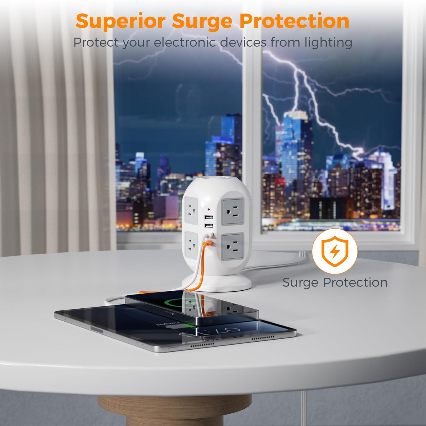 Tower Surge Protector Power Strip 10 ft