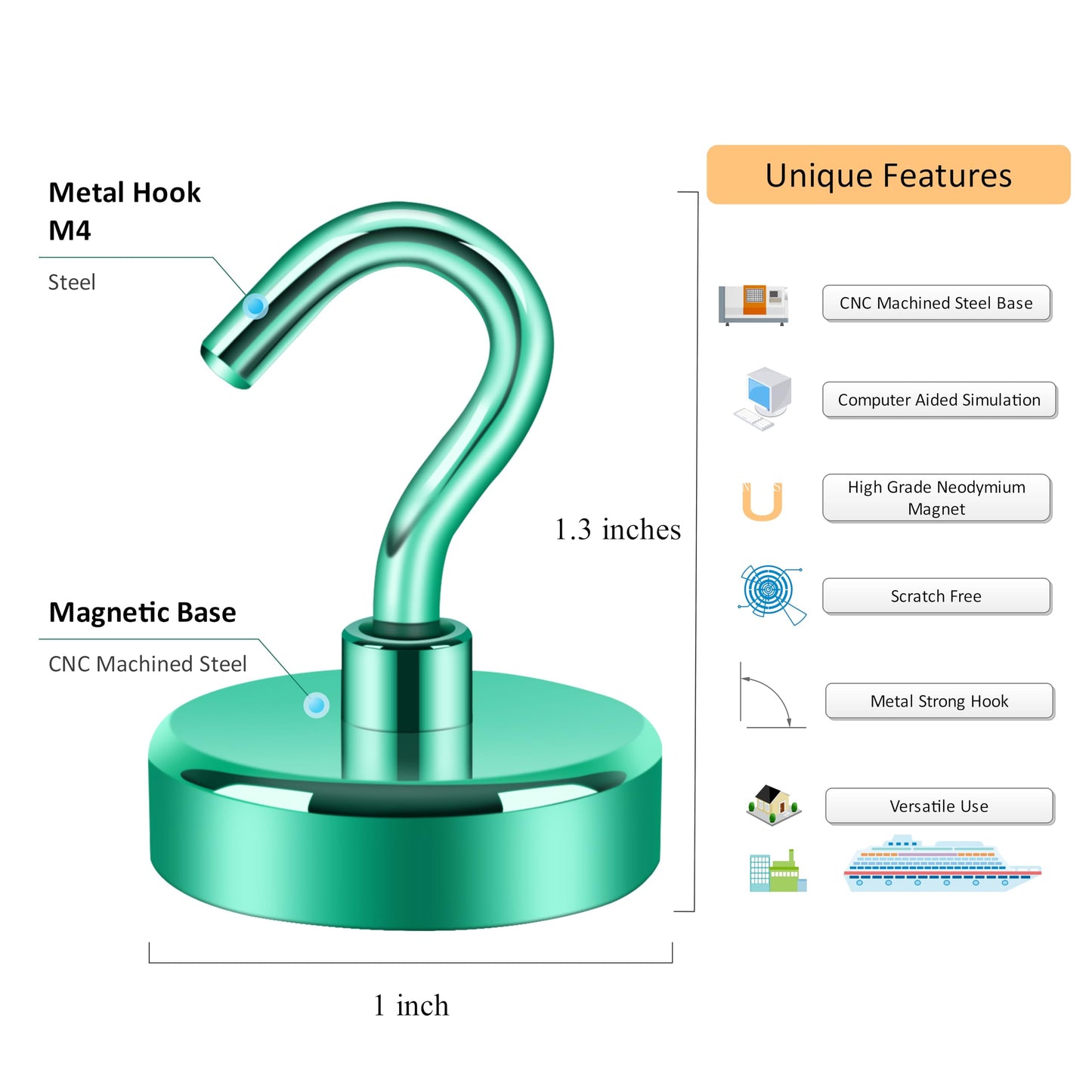 Magnetic Hooks, Cruise Ship Essentials, 30lb+ Heavy Duty Magnetic Hooks for Cruise Cabins