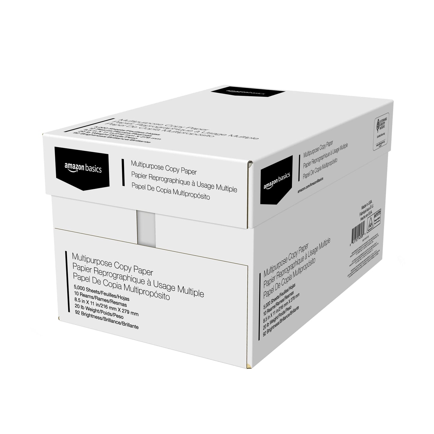 Multipurpose Copy Printer Paper, 20 lb, 8.5 x 11 Inches, 3 Reams (1,500 Sheets), 92 Bright, White