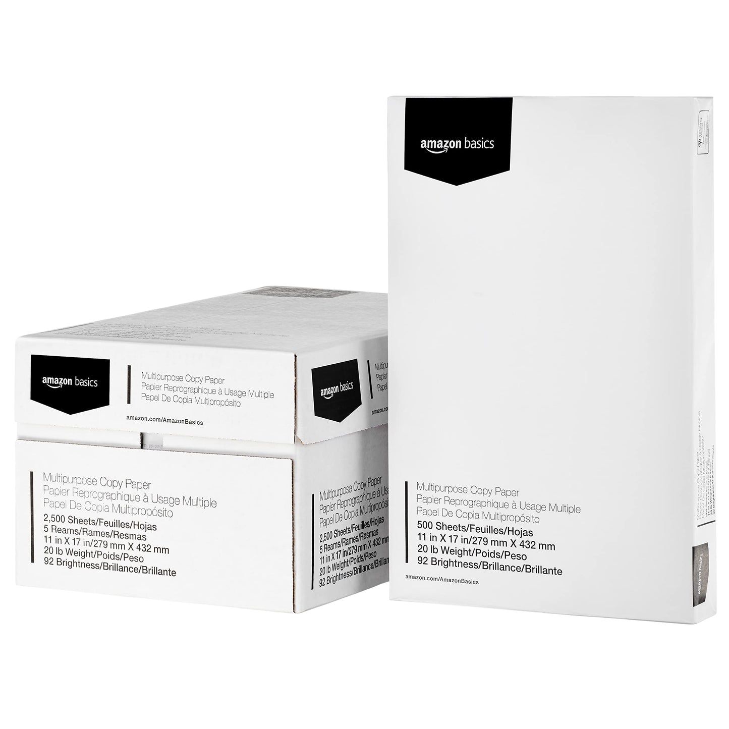 Multipurpose Copy Printer Paper, 20 lb, 8.5 x 11 Inches, 3 Reams (1,500 Sheets), 92 Bright, White