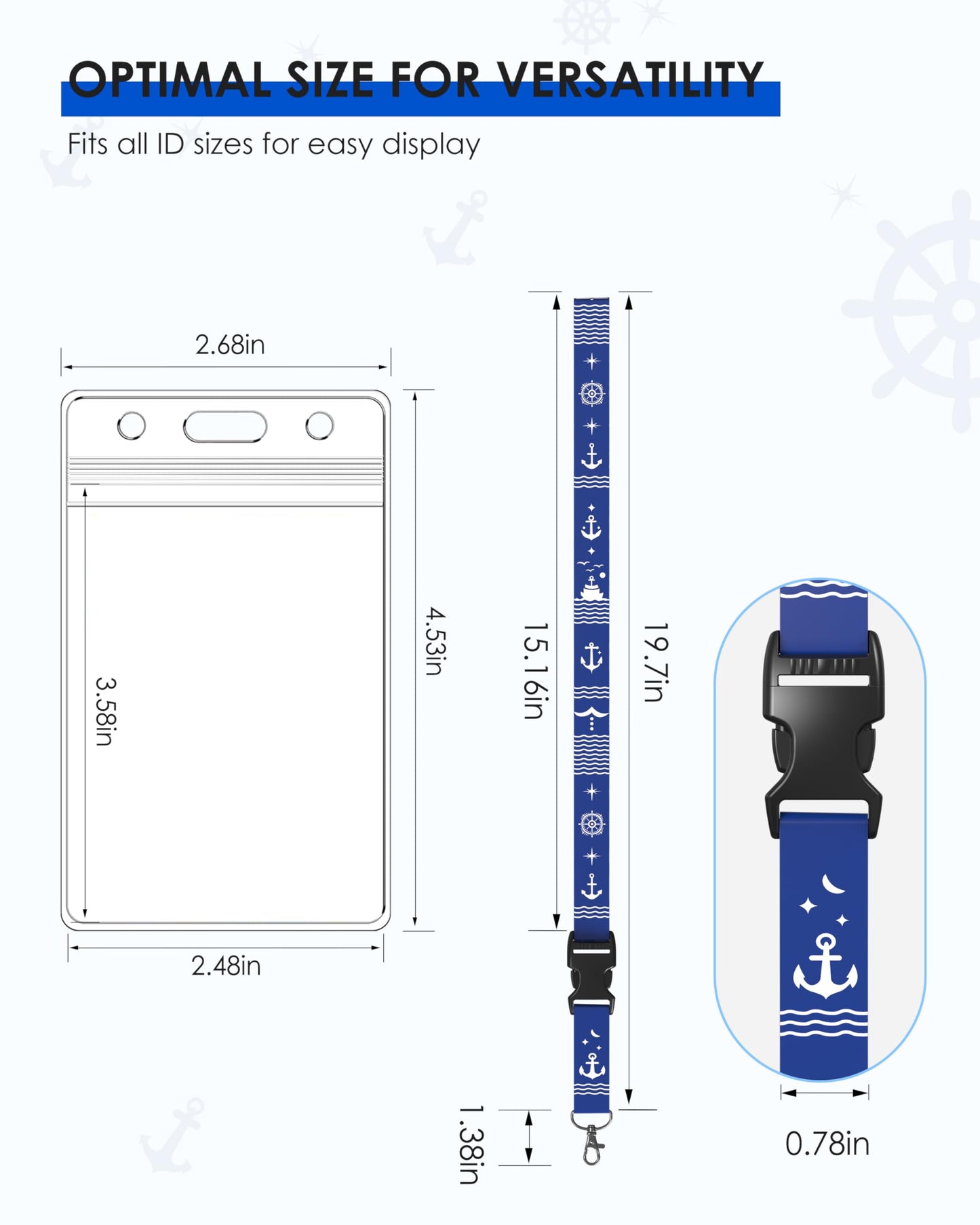 5 Pack Lanyard with Waterproof ID Badge Holders for Cruise Ship Cards