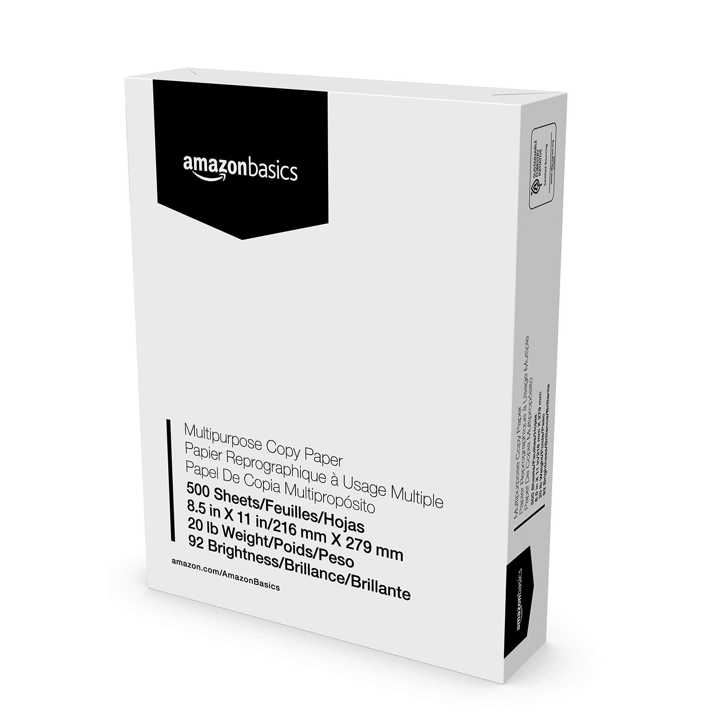Multipurpose Copy Printer Paper, 20 lb, 8.5 x 11 Inches, 3 Reams (1,500 Sheets), 92 Bright, White