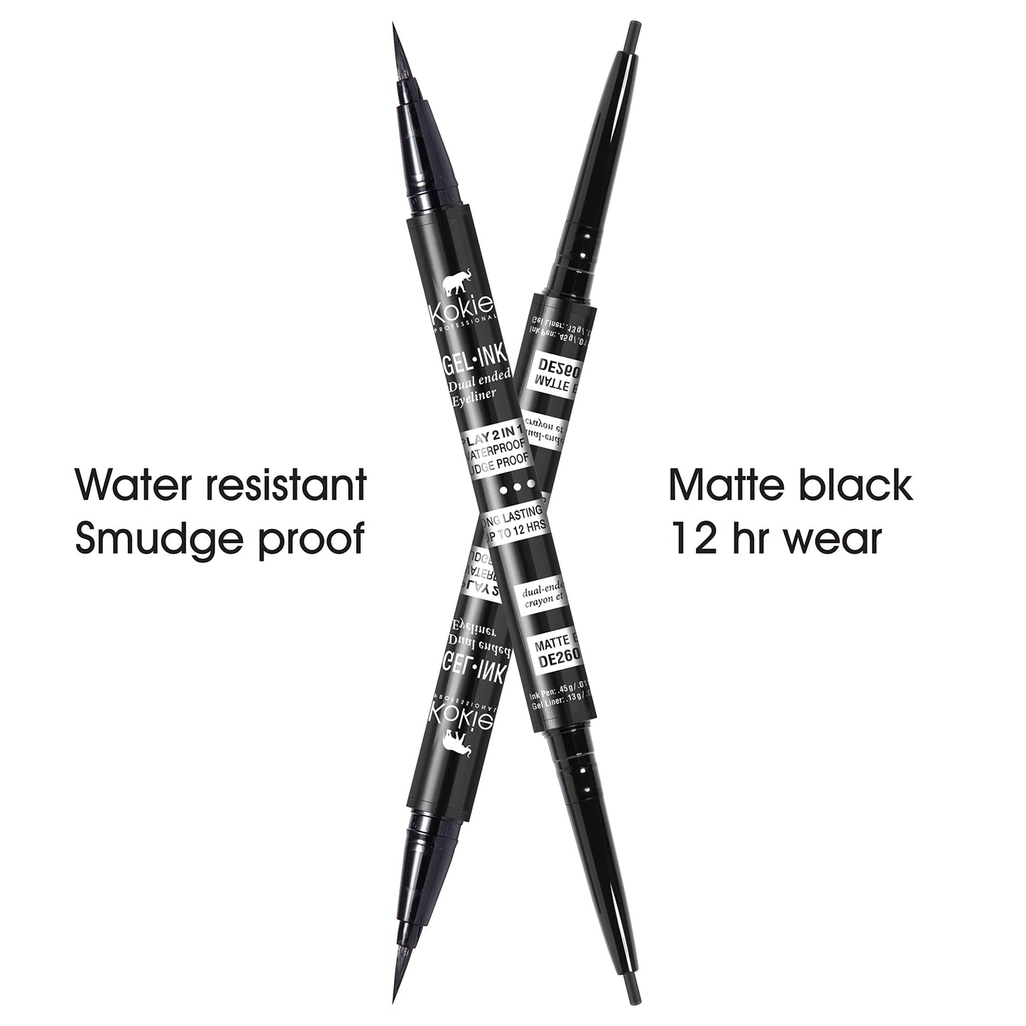 Kokie Gel Ink Dual Ended Eyeliner (Matte Black)