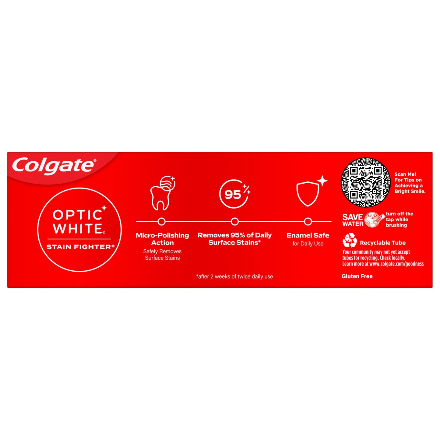 Colgate Optic White Stain Fighter Teeth Whitening Toothpaste 4 Pack, 4.2 oz