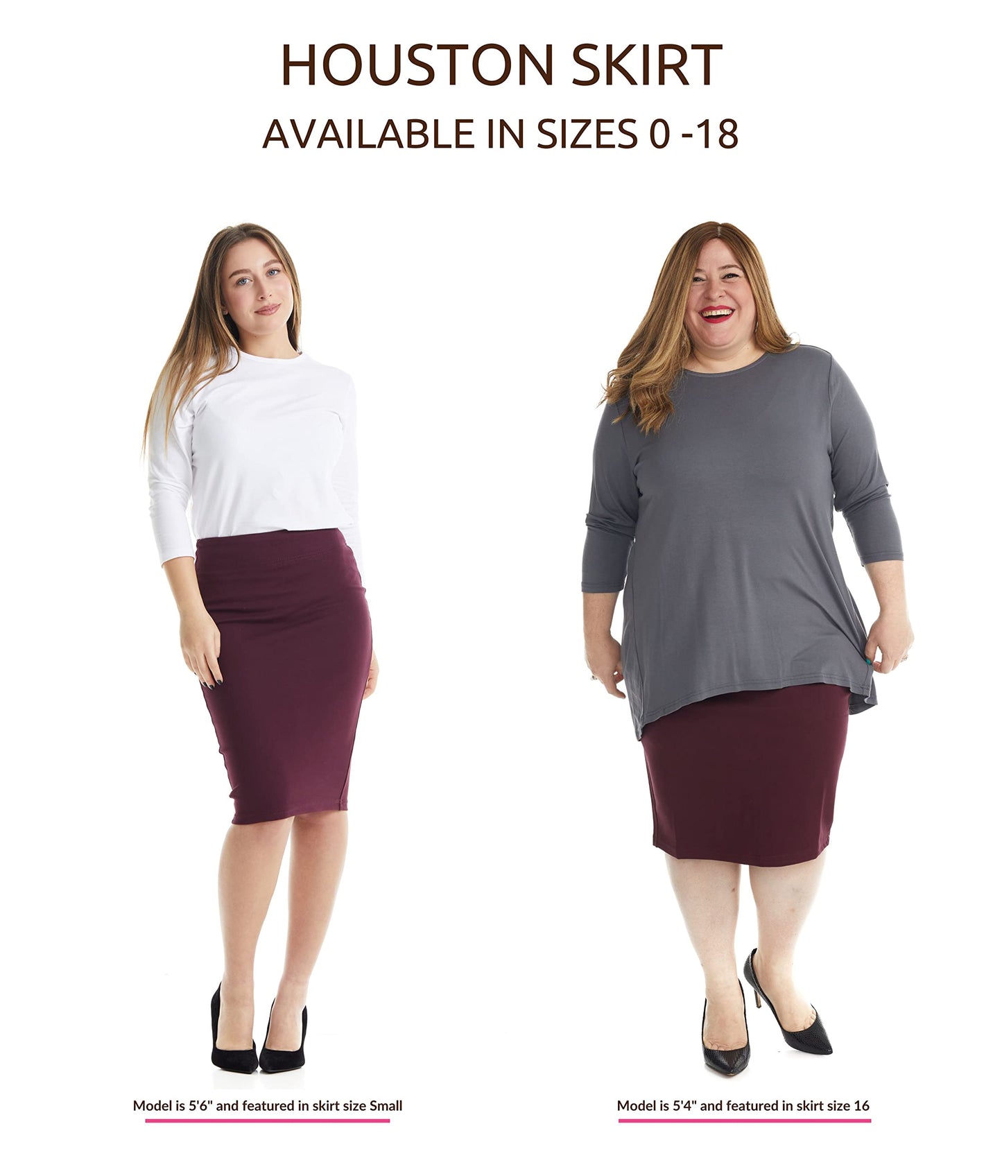 ESTEEZ Women's Pull-On Stretch Ponte Office Pencil Skirt 'Houston'