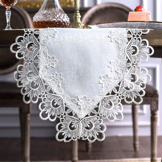 Rectangle Lace Fabric Summer Tablecloth with Macrame Border