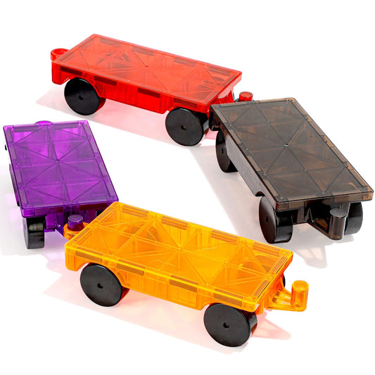 Magna Tiles Cars Construction Set - 4 PCS Magnetic Tiles Sensory Toys