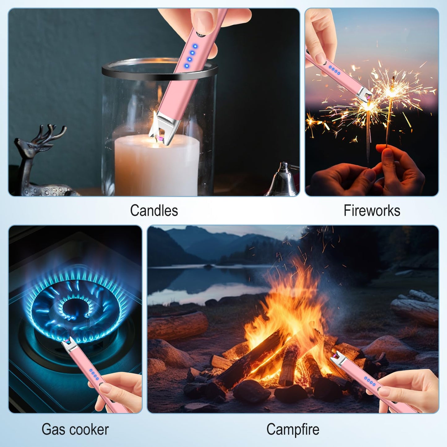 3 Pack Candle Lighter Electric USB Rechargeable Lighter with Safety Lock