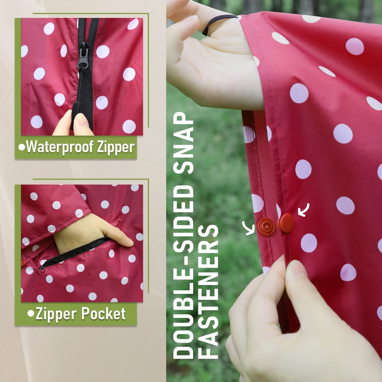 Unisex Rain Poncho Raincoat Hooded for Adults Women with Pockets