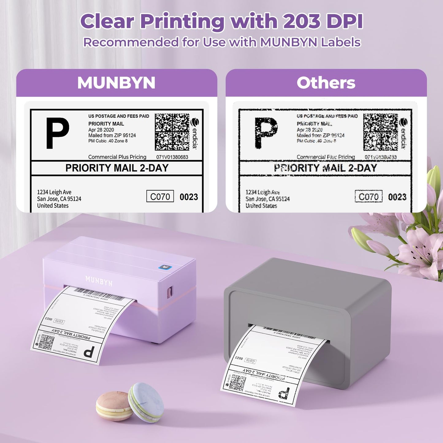 MUNBYN Bluetooth Thermal Label Printer, 130B Wireless 4x6 Shipping Label Printer for Shipping