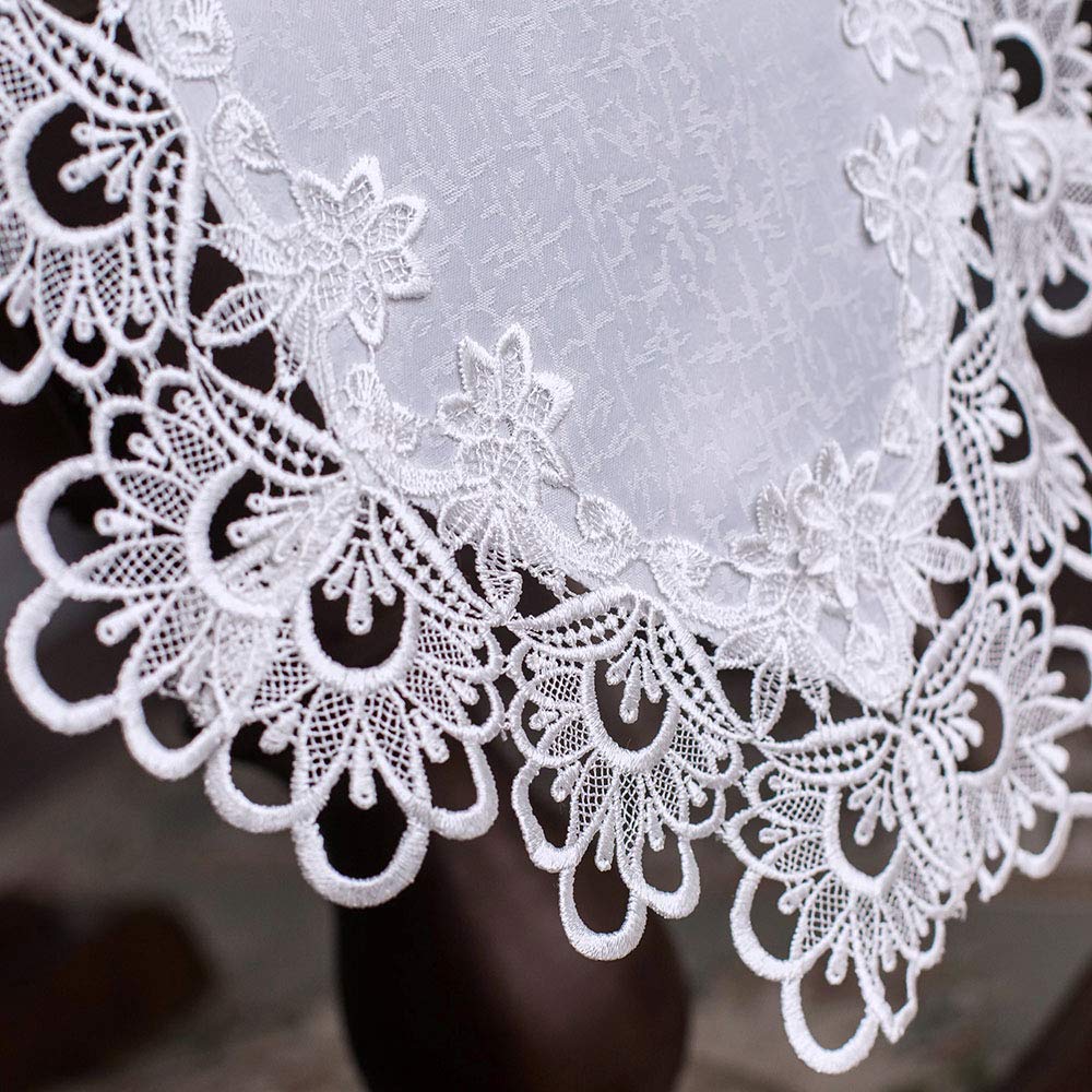 Rectangle Lace Fabric Summer Tablecloth with Macrame Border