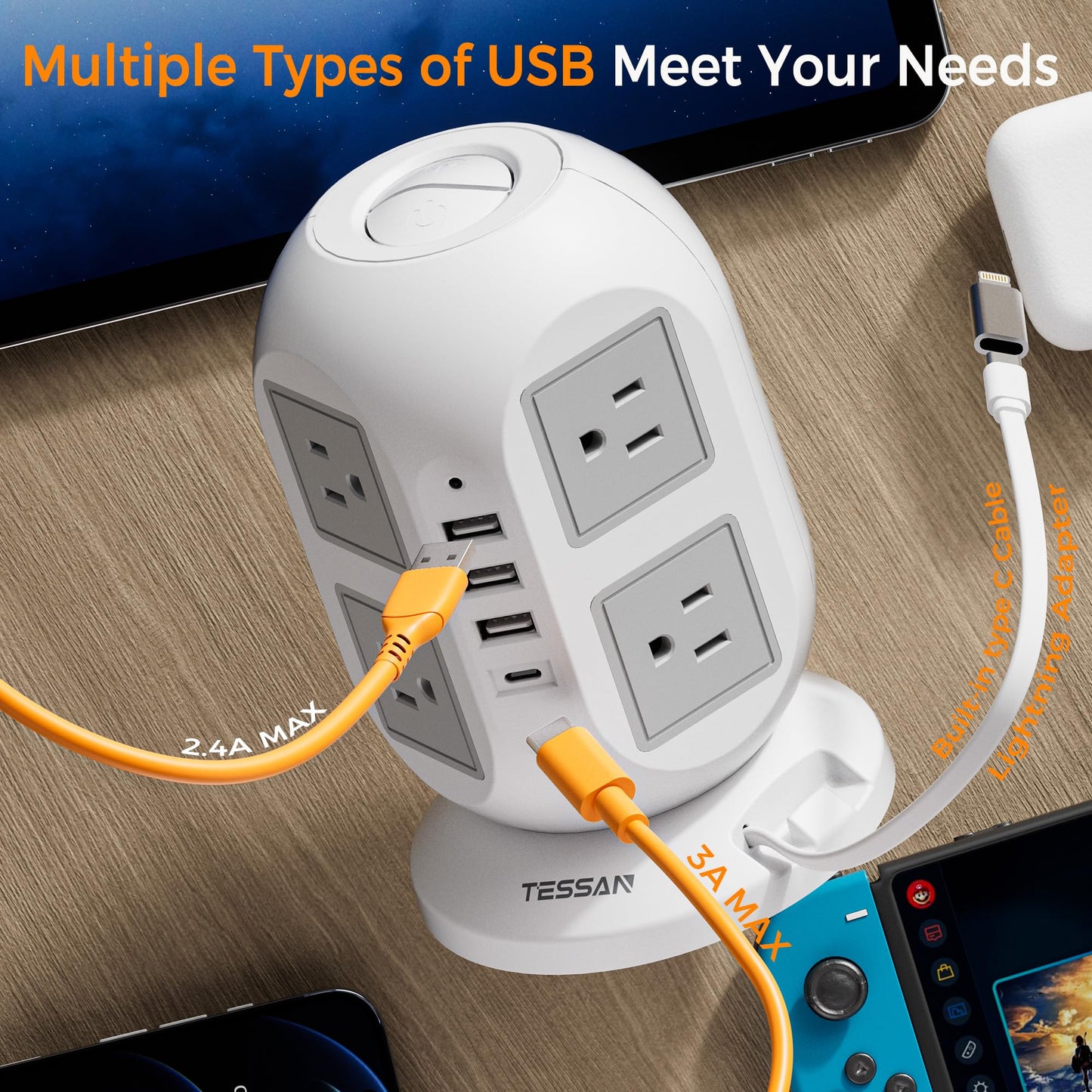 Tower Surge Protector Power Strip 10 ft
