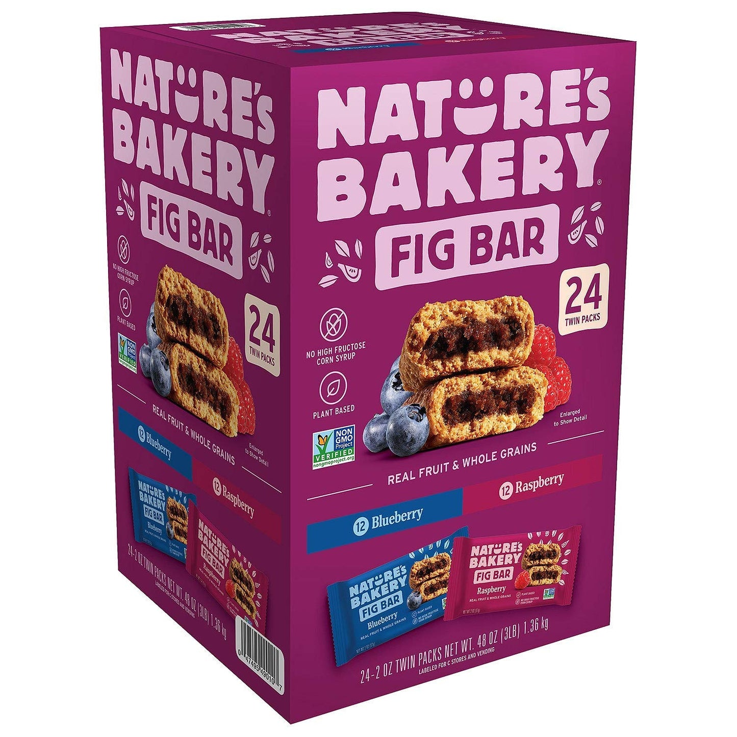 Nature’s Bakery Whole Wheat Fig Bars, Raspberry, Real Fruit, Vegan, Non-GMO, Snack bar, 6 Count (Pack of 6)