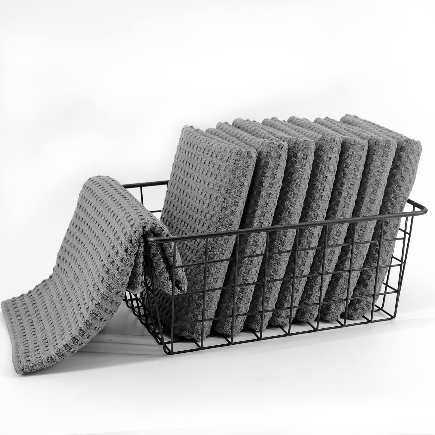 Ultra Premium Microfiber Kitchen Dish Hand Towel Waffle Weave, 8 Pack