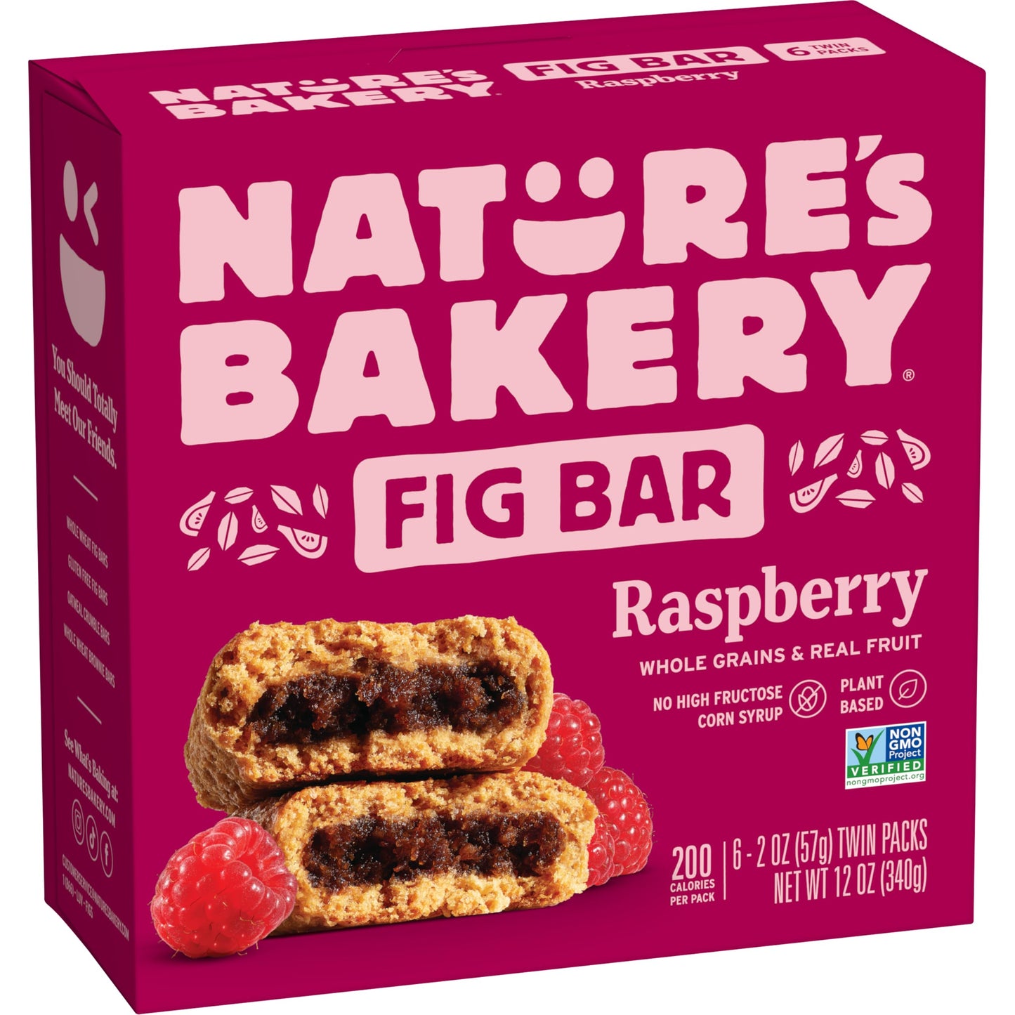 Nature’s Bakery Whole Wheat Fig Bars, Raspberry, Real Fruit, Vegan, Non-GMO, Snack bar, 6 Count (Pack of 6)