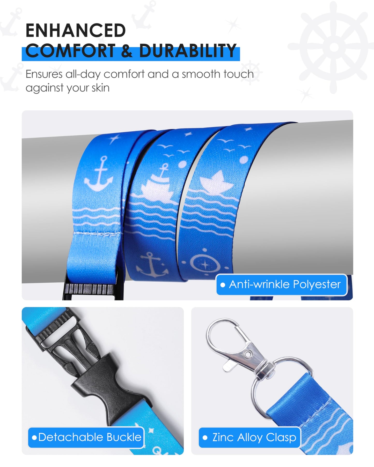 5 Pack Lanyard with Waterproof ID Badge Holders for Cruise Ship Cards
