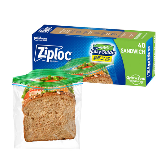 Ziploc Sandwich and Snack Bags, Storage Bags for On the Go Freshness, Grip 'n Seal Technology for Easier Grip, Open, and Close, 90 Count