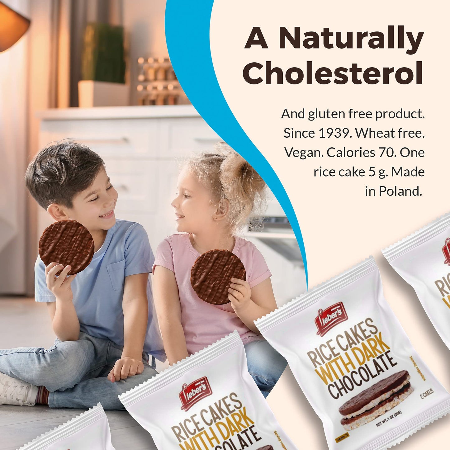 LIEBERS Dark Chocolate Rice Cakes, Snack Pack, Kosher Dairy Free, Total Of 24