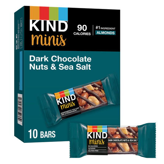 KIND Minis, Dark Chocolate Nuts & Sea Salt, Healthy Snacks, Gluten Free, 10 Count, Pareve