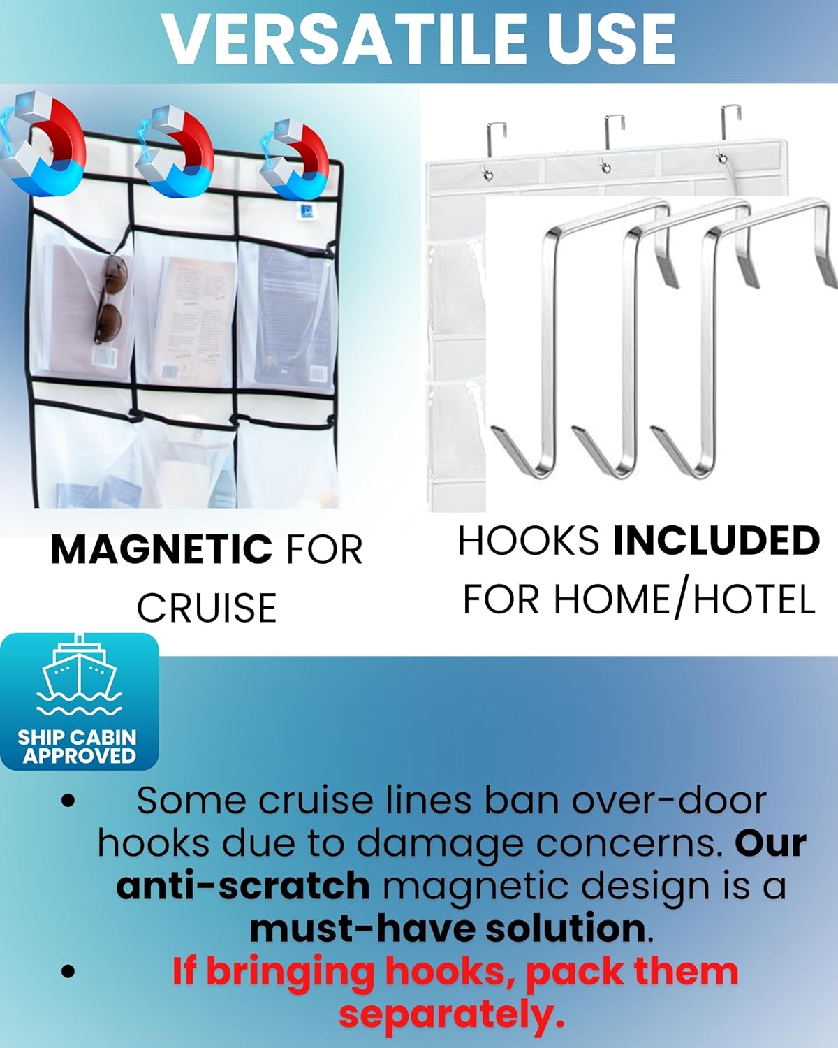 Cruise Ship Magnetic Door Organizer, Over The Door Organizer For Cruise Ships