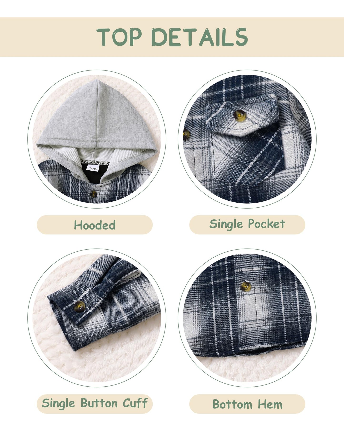 ZOEREA Toddler Baby Boys Clothes Outfits Kids Hoodie Flannel Shirts Set Plaid Hooded Tops +Jeans Pants Fall Winter 2-6T