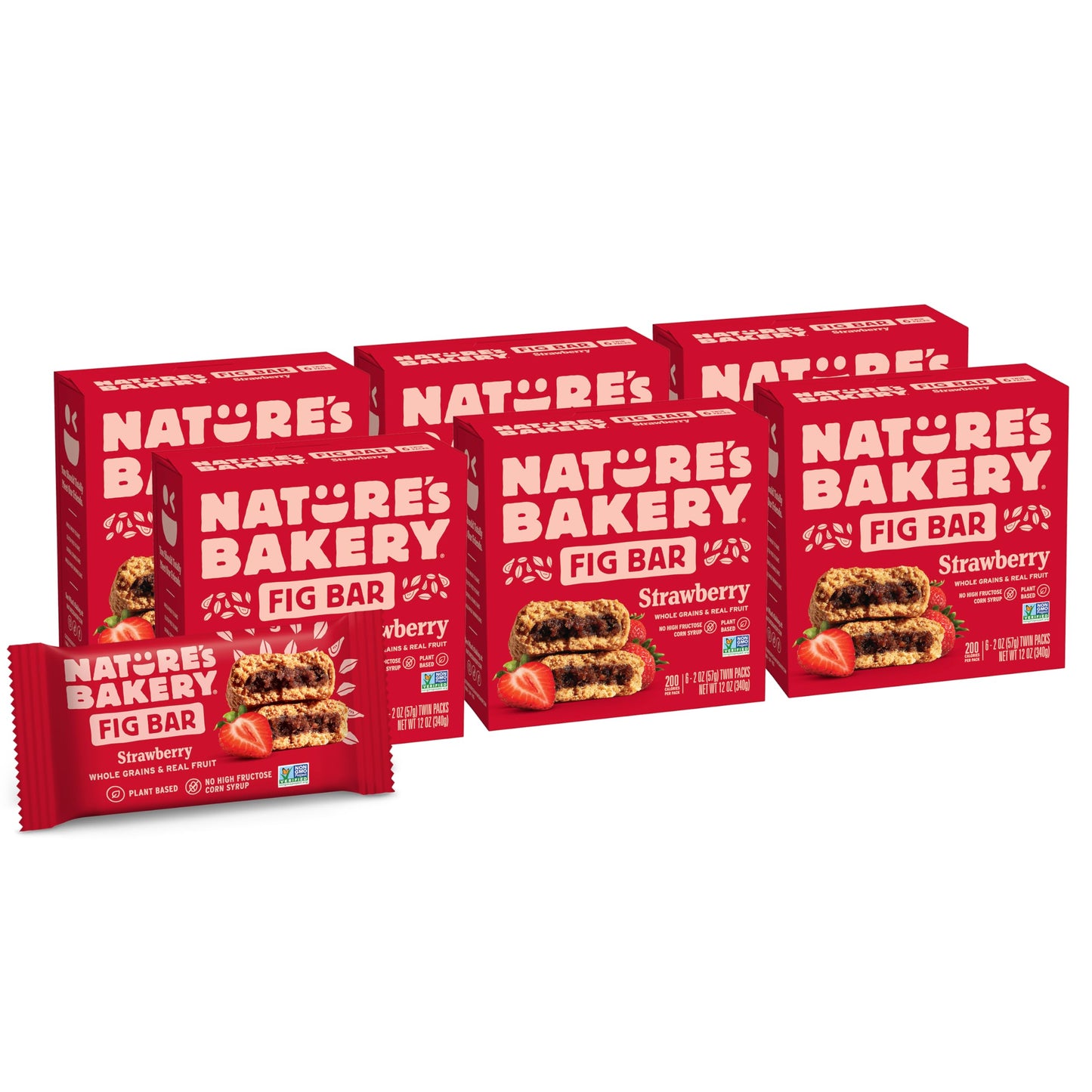 Nature’s Bakery Whole Wheat Fig Bars, Raspberry, Real Fruit, Vegan, Non-GMO, Snack bar, 6 Count (Pack of 6)