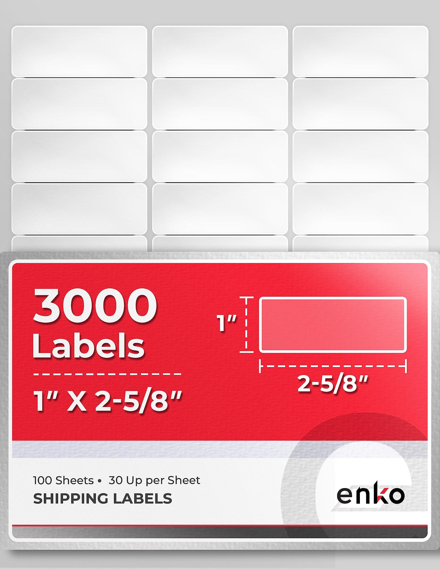 1 x 2-5/8 Inch 30 Up Return Mailing Address Labels White Printable FBA Labels (100 Sheets, 3000 Labels)