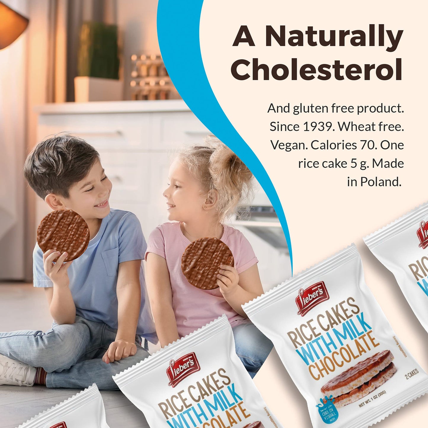 LIEBERS Dark Chocolate Rice Cakes, Snack Pack, Kosher Dairy Free, Total Of 24