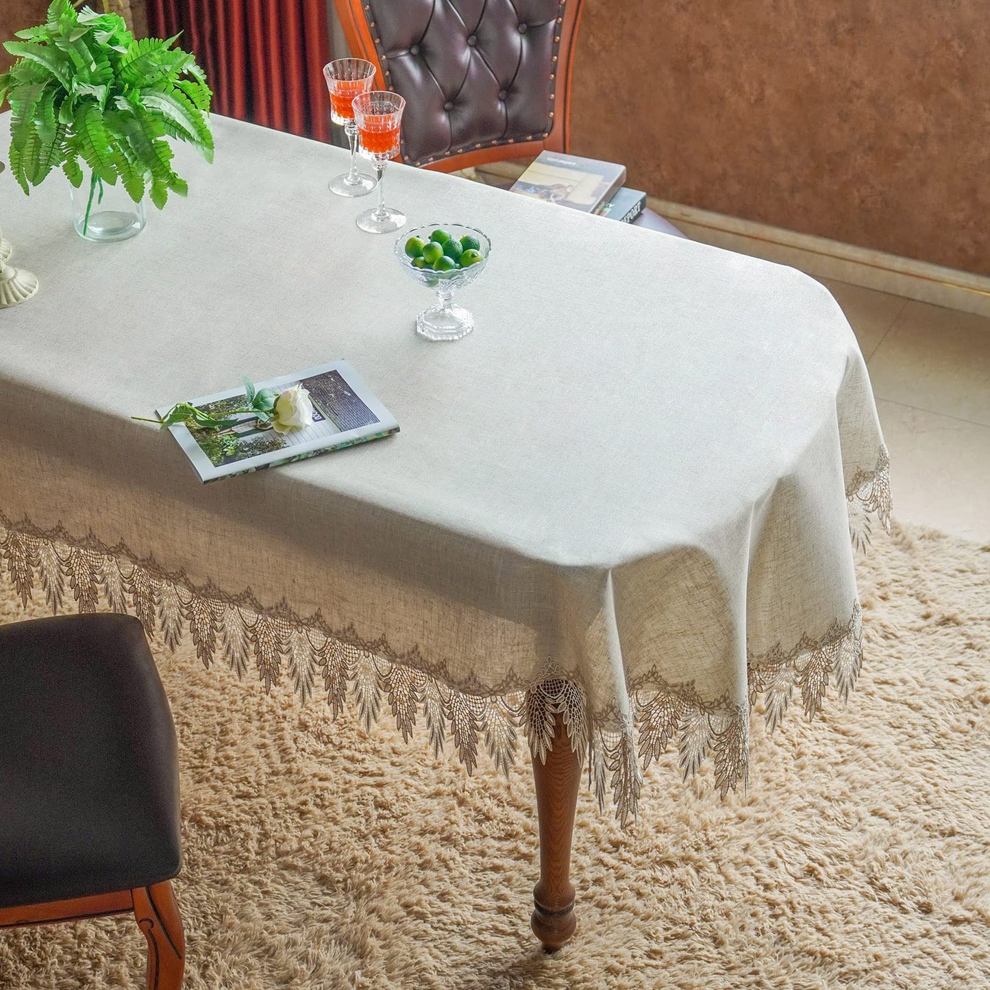 Lace Table Cloths Rectangle Fall Antique Flower Decor Macrame
