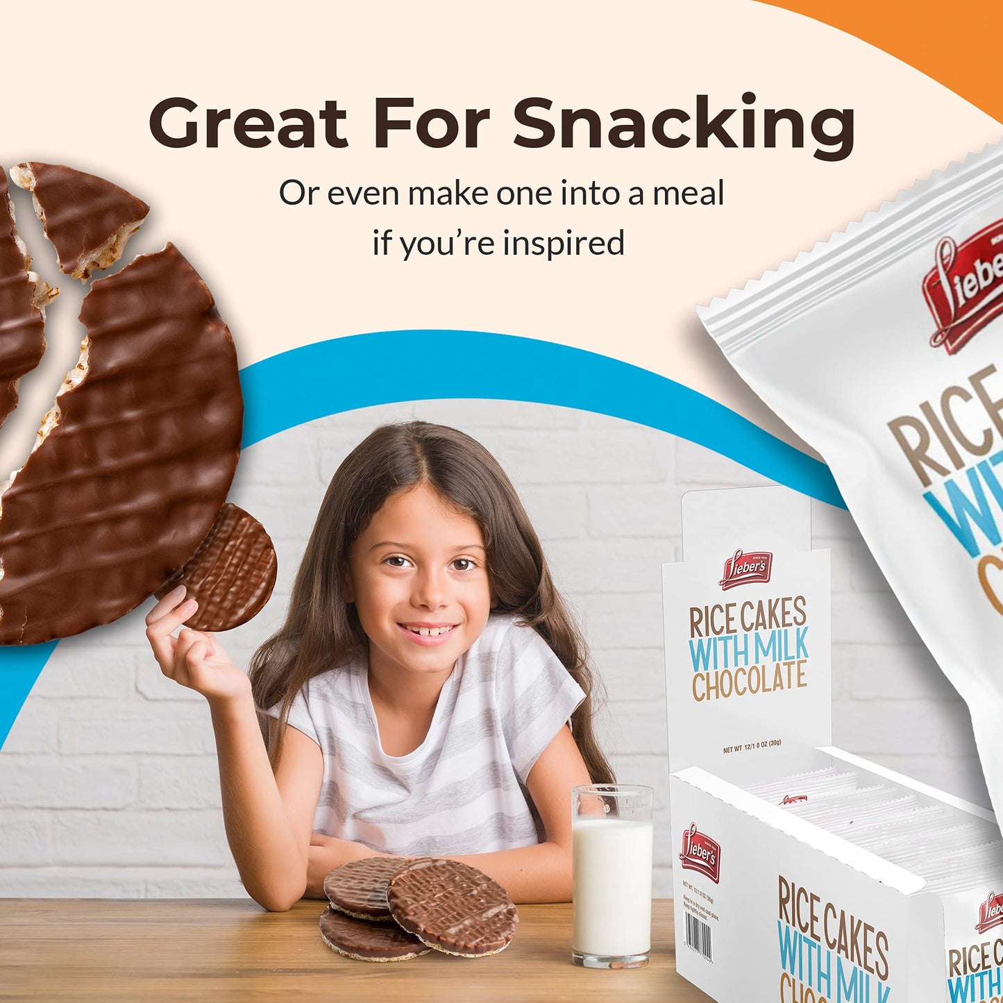 LIEBERS Dark Chocolate Rice Cakes, Snack Pack, Kosher Dairy Free, Total Of 24