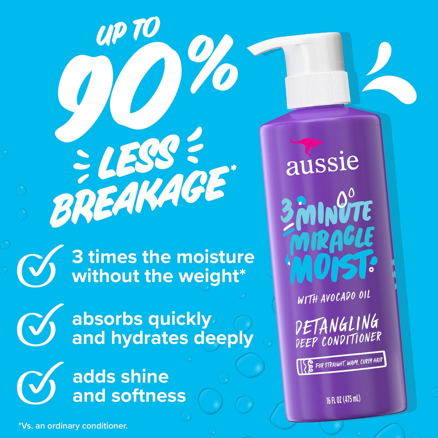 Aussie Miracle Moist Shampoo and Conditioner with 3 Minute Miracle Deep Conditioner 3 Pack 68.4 Fl Oz