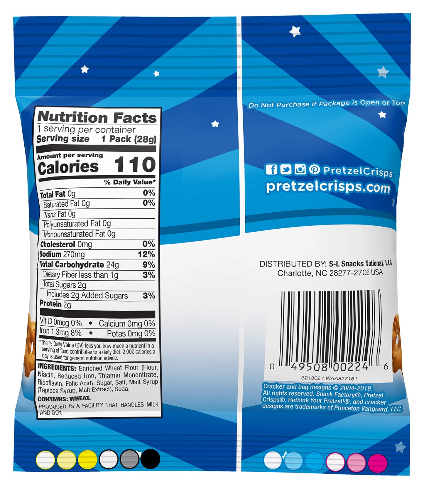 Snack Factory Pretzel Crisps, Original, 1 Oz Snack Bags, 10 Ct, Pareve