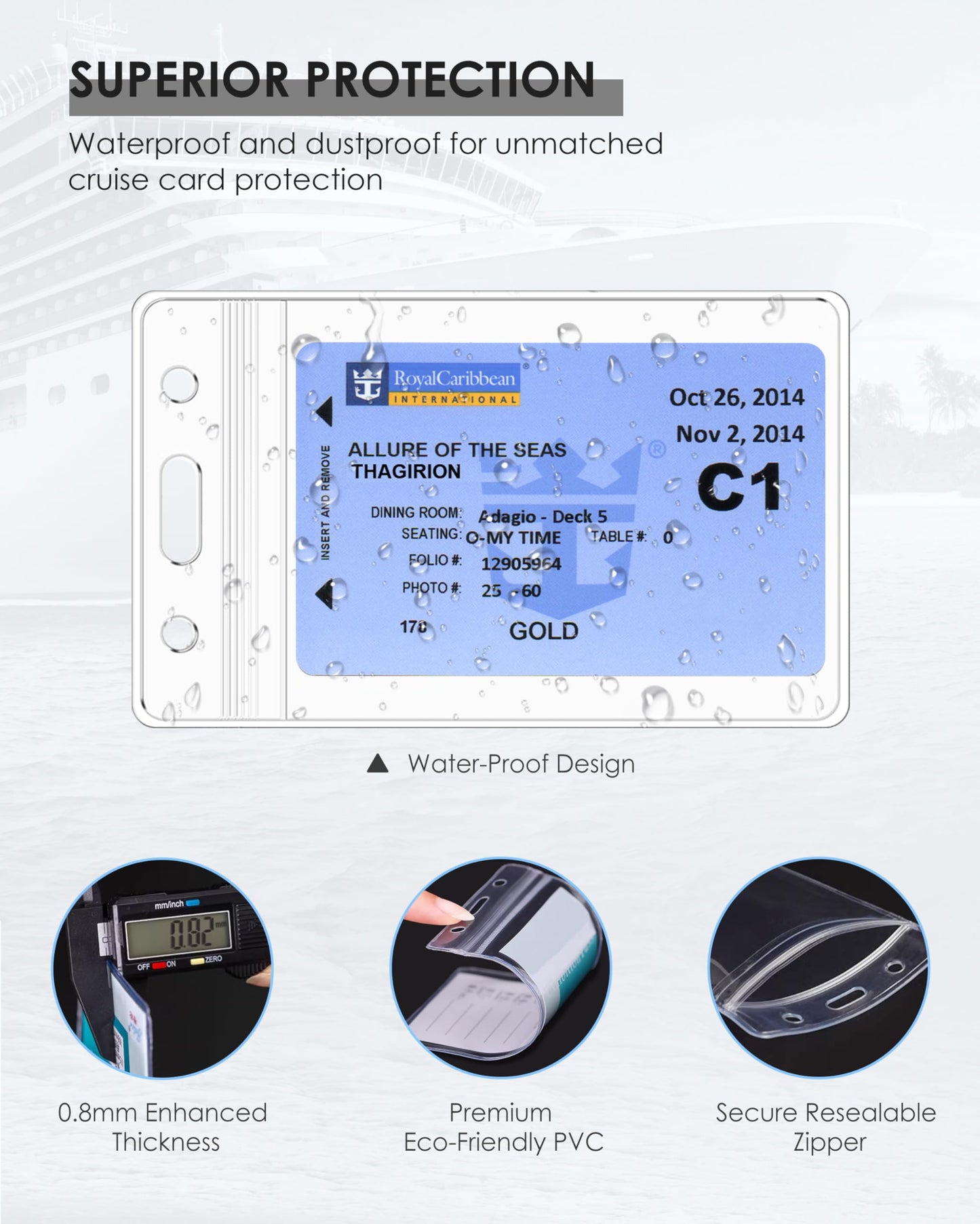 5 Pack Lanyard with Waterproof ID Badge Holders for Cruise Ship Cards