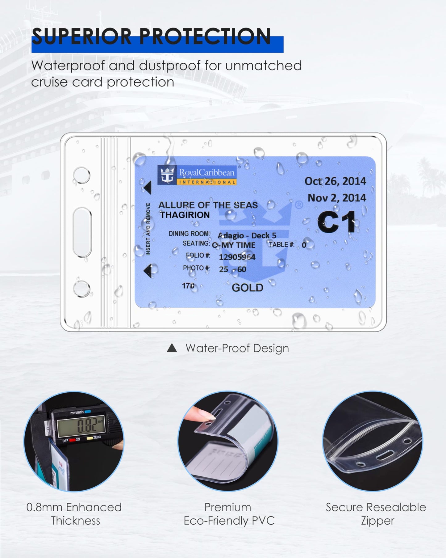 5 Pack Lanyard with Waterproof ID Badge Holders for Cruise Ship Cards