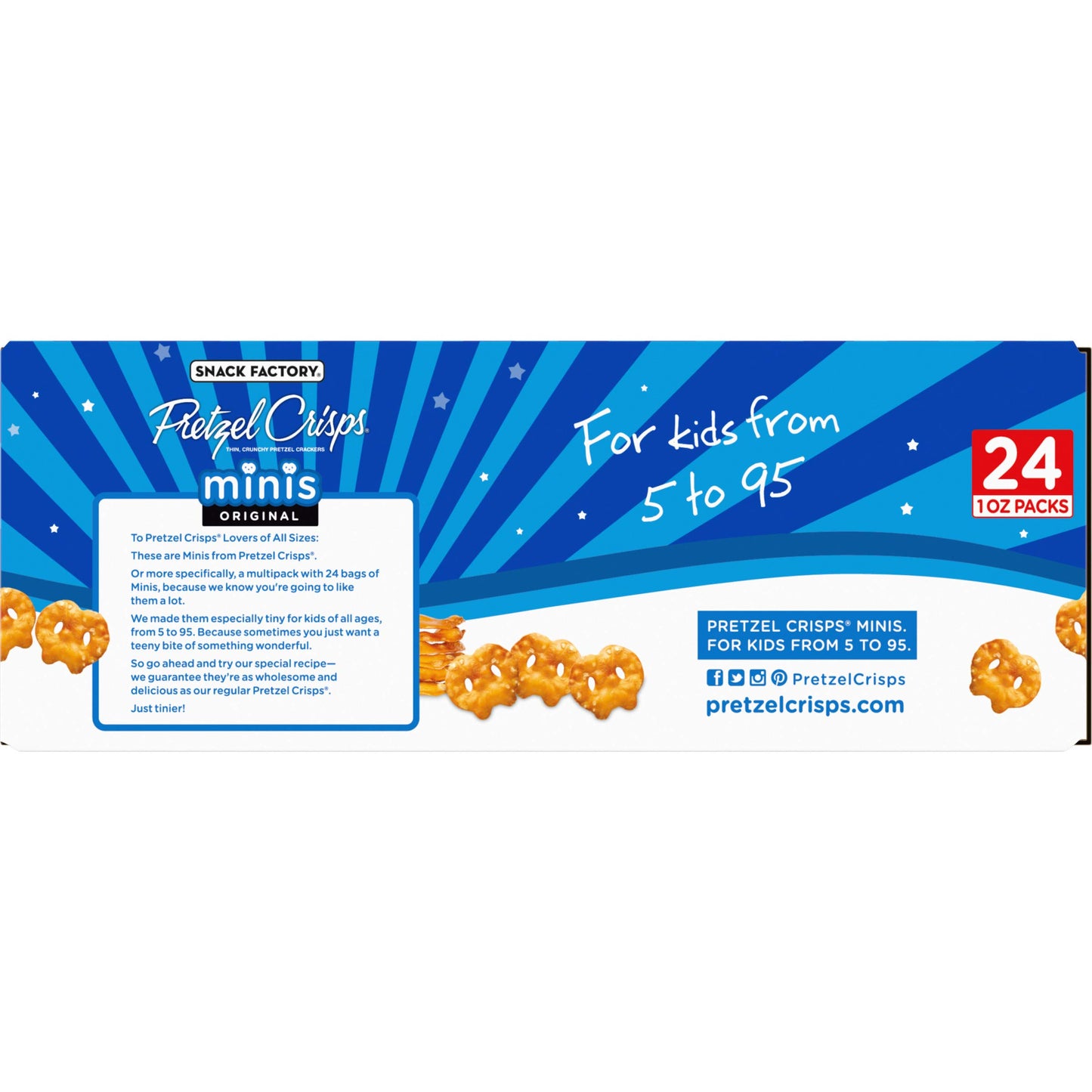 Snack Factory Pretzel Crisps, Original, 1 Oz Snack Bags, 10 Ct, Pareve