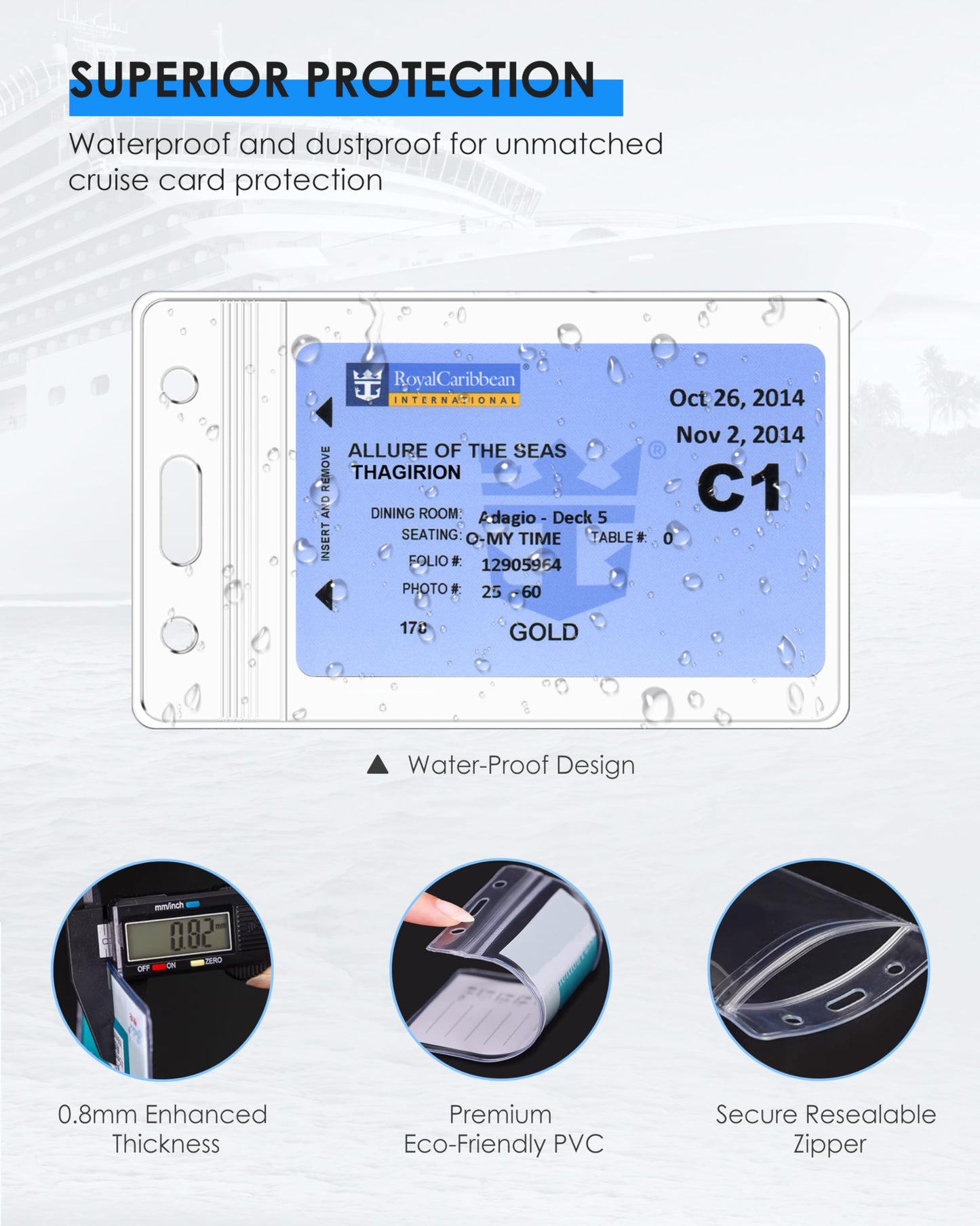 5 Pack Lanyard with Waterproof ID Badge Holders for Cruise Ship Cards