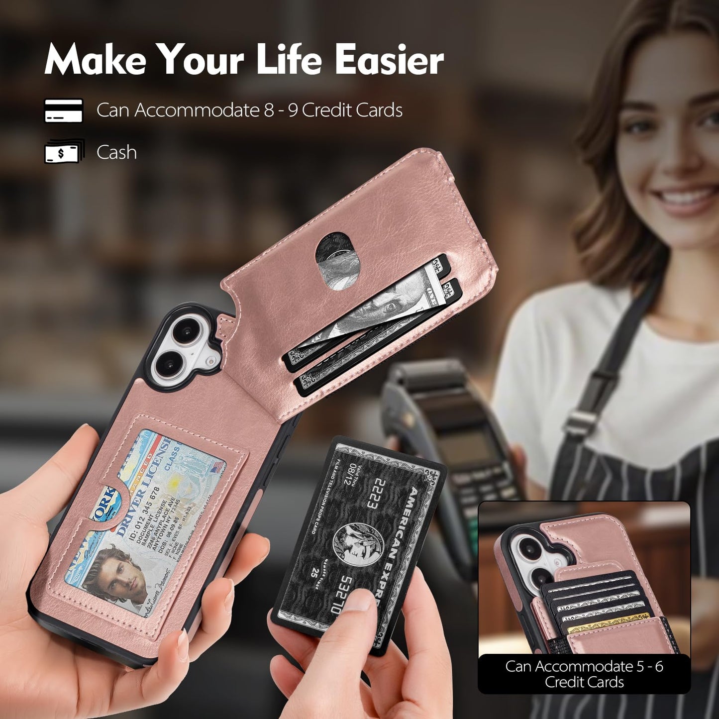 Compatible with iPhone 16 Pro Max Wallet Case with Card Holder