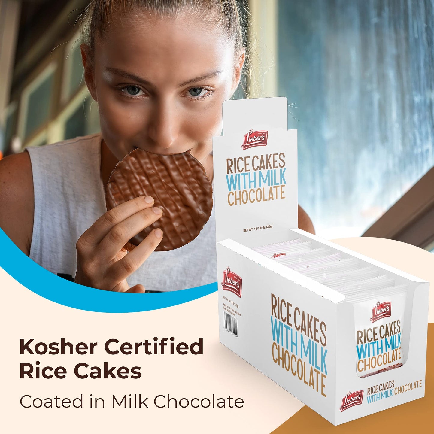 LIEBERS Dark Chocolate Rice Cakes, Snack Pack, Kosher Dairy Free, Total Of 24