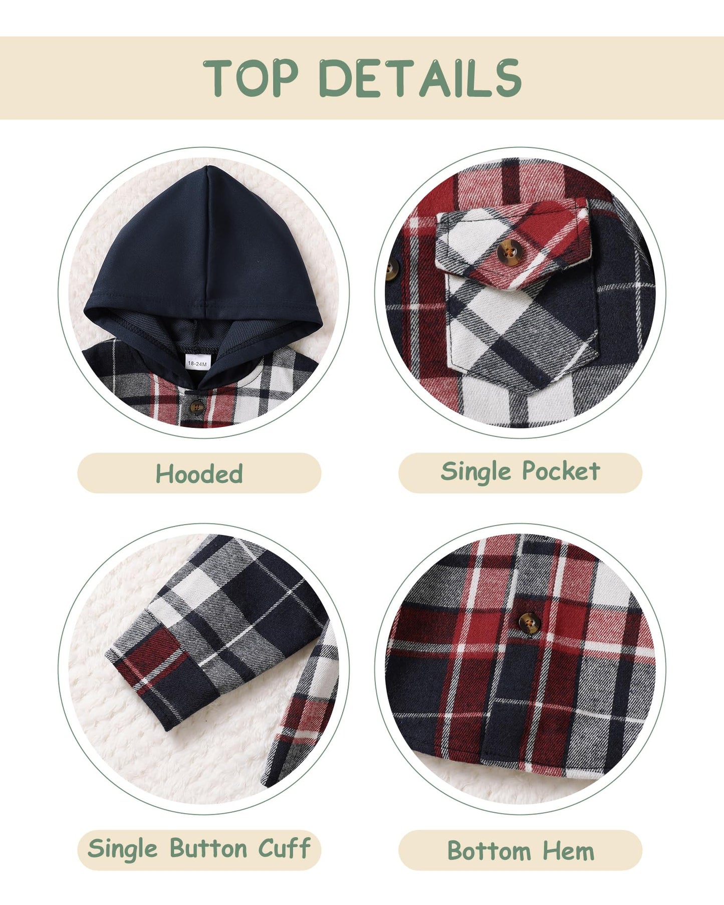 ZOEREA Toddler Baby Boys Clothes Outfits Kids Hoodie Flannel Shirts Set Plaid Hooded Tops +Jeans Pants Fall Winter 2-6T