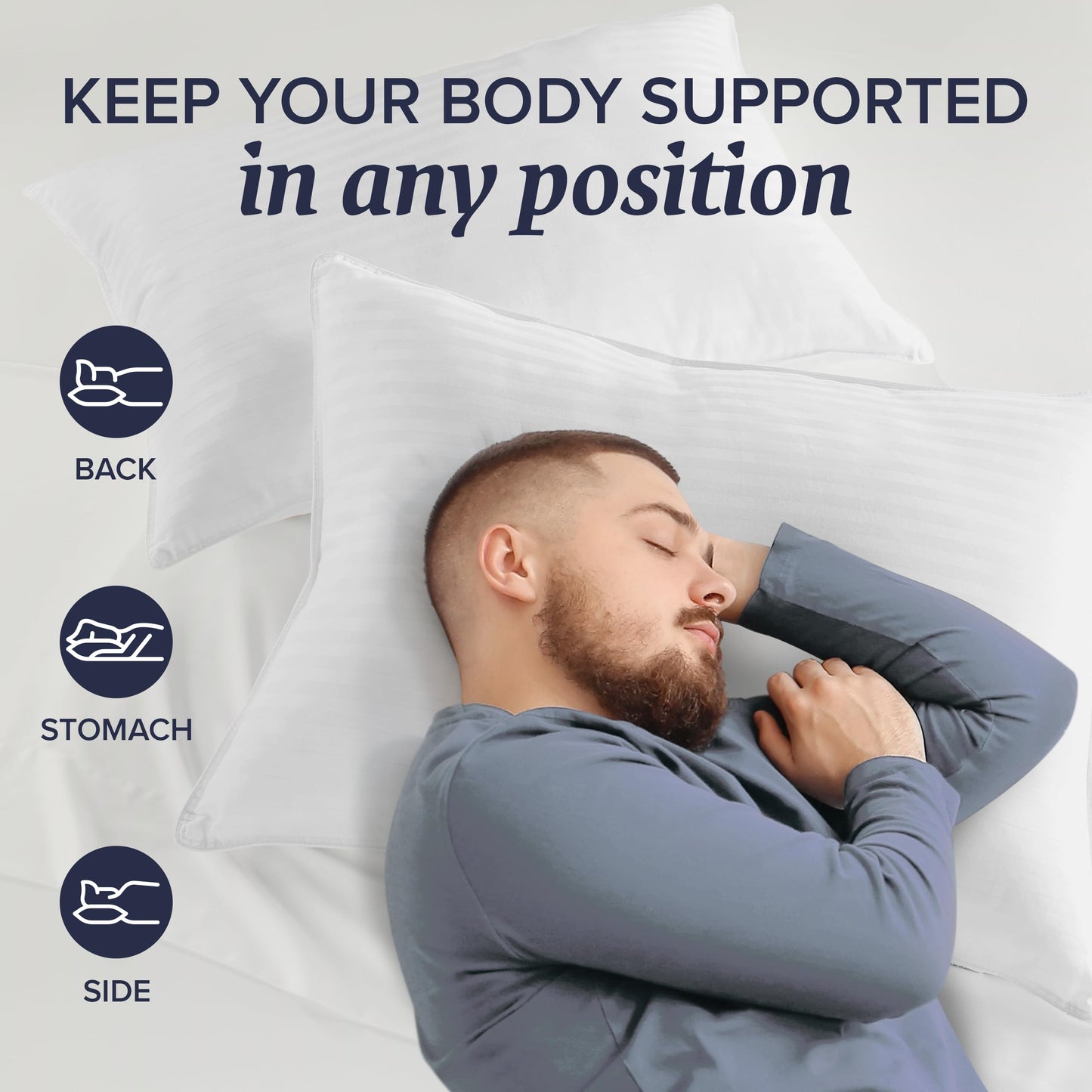 Beckham Hotel Collection Bed Pillows King Size Set of 2 - Down Pillows for Back, Stomach or Side Sleepers