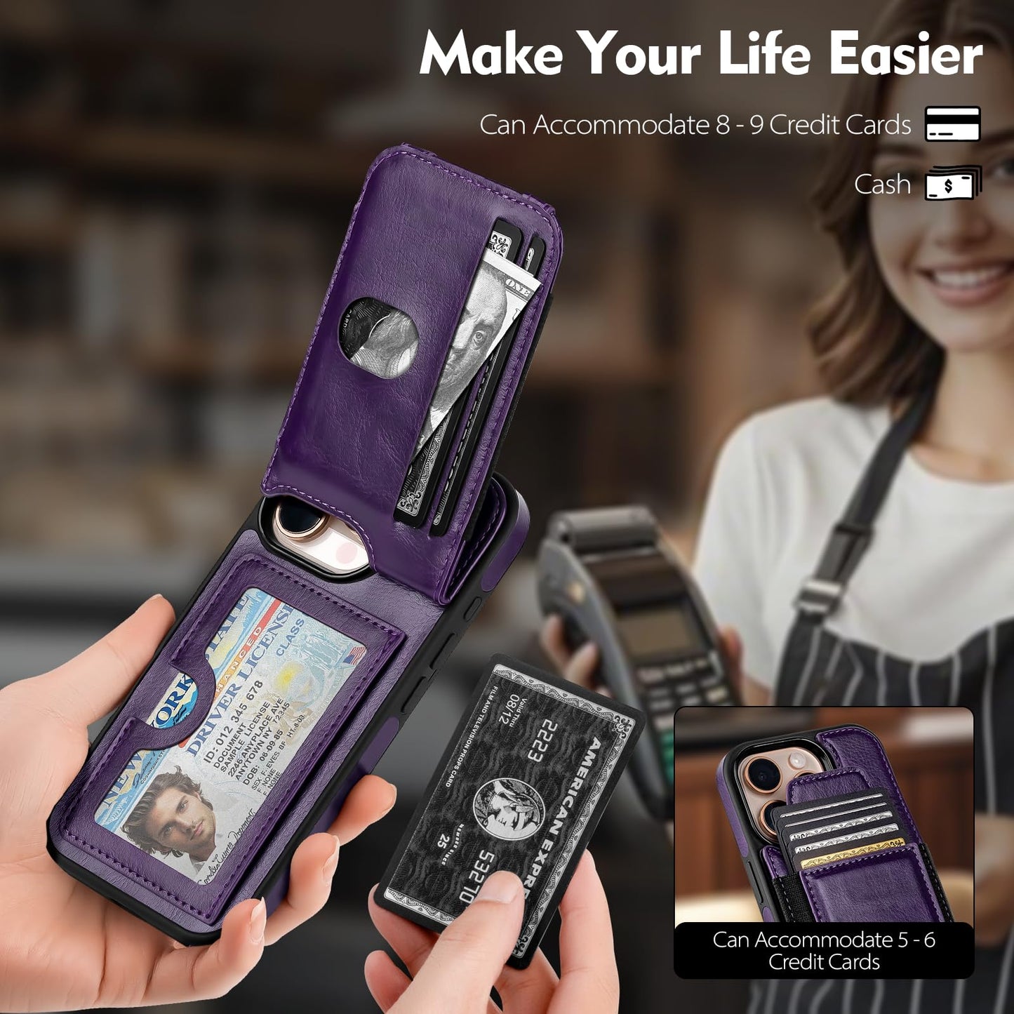Compatible with iPhone 16 Pro Max Wallet Case with Card Holder