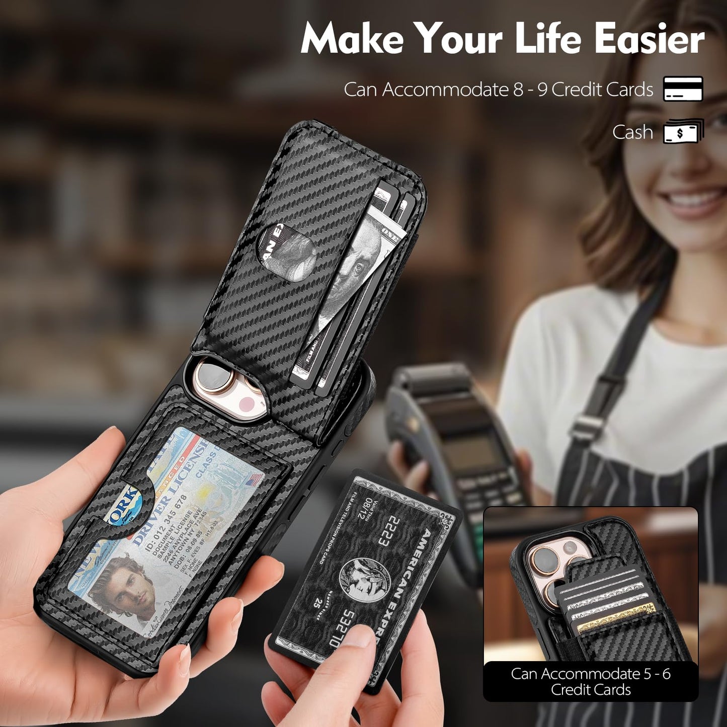 Compatible with iPhone 16 Pro Max Wallet Case with Card Holder