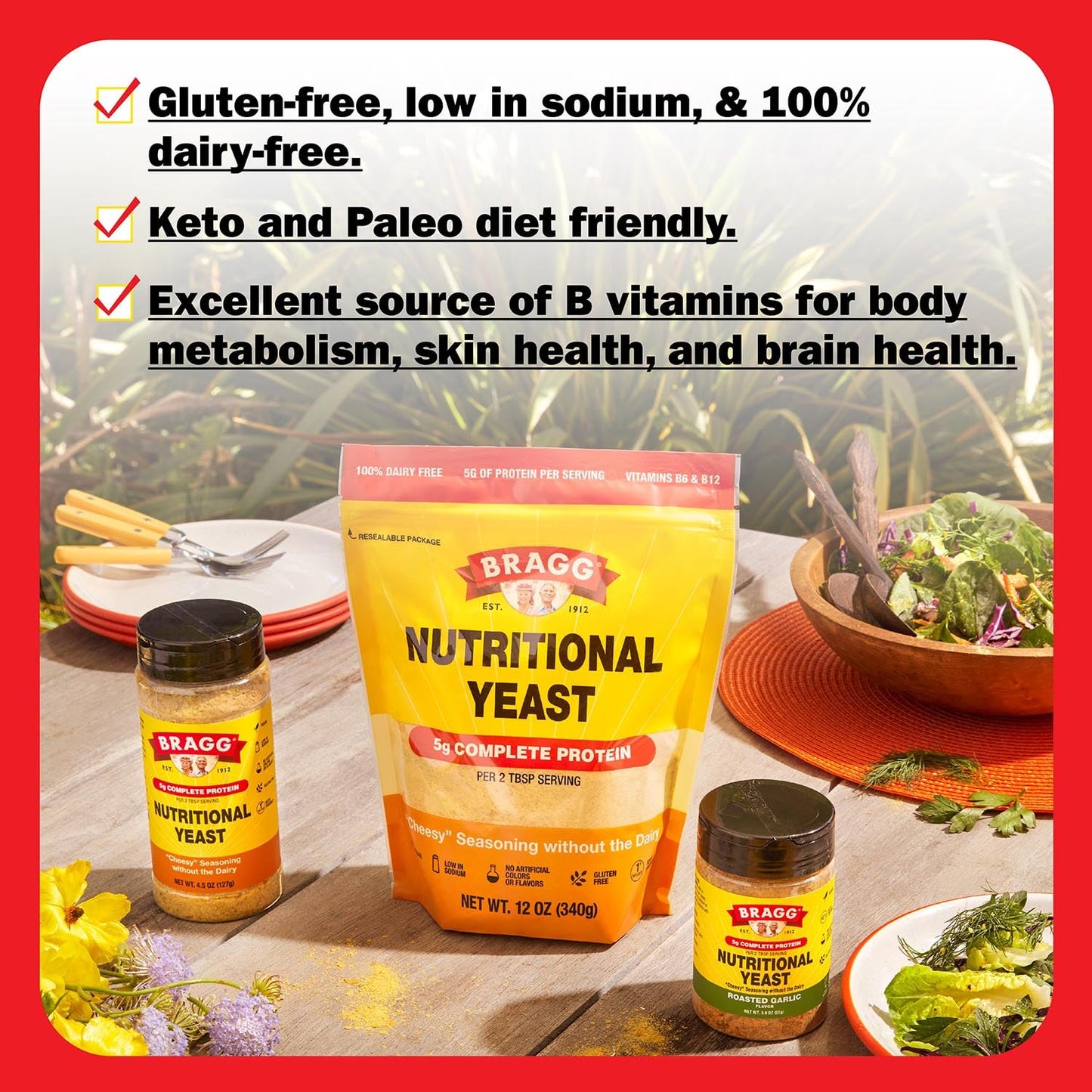 Bragg Premium Nutritional Yeast Seasoning - Vegan, Gluten Free – Good Source of Protein