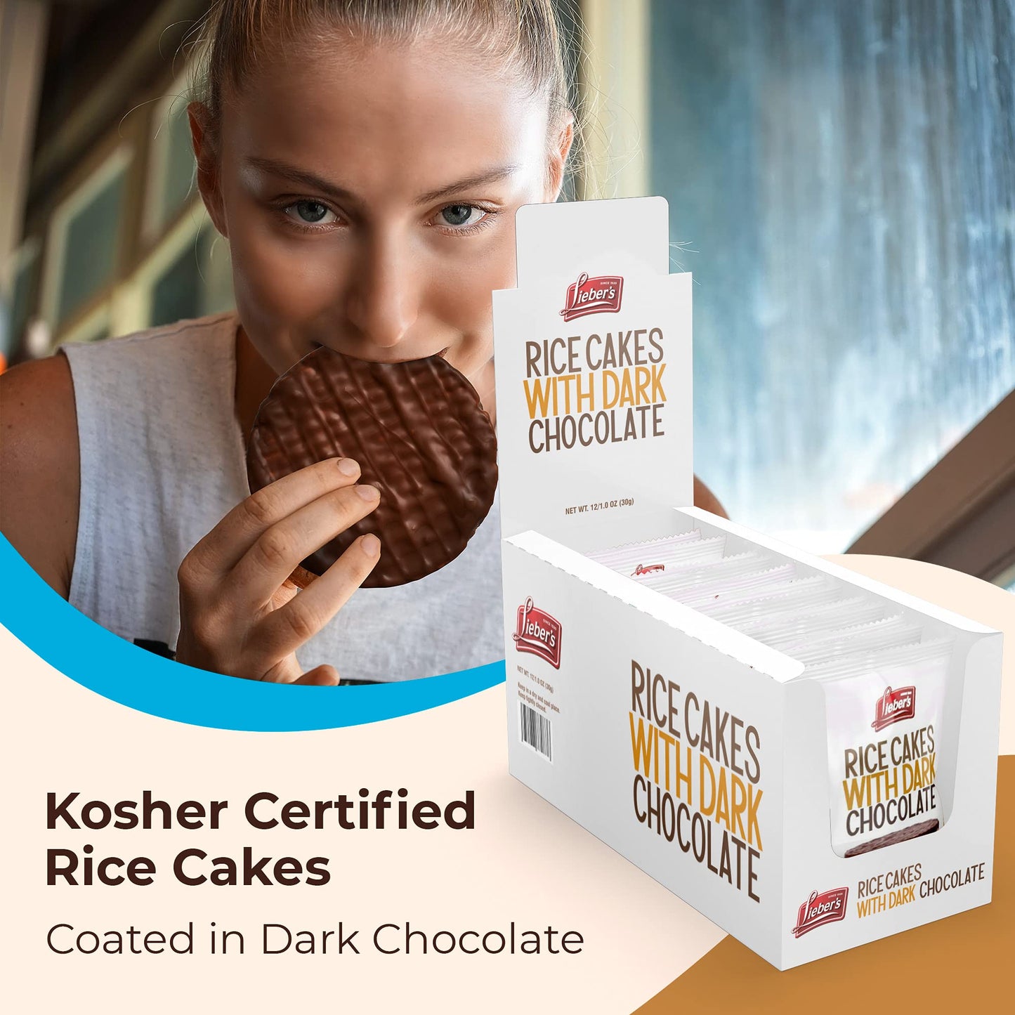 LIEBERS Dark Chocolate Rice Cakes, Snack Pack, Kosher Dairy Free, Total Of 24