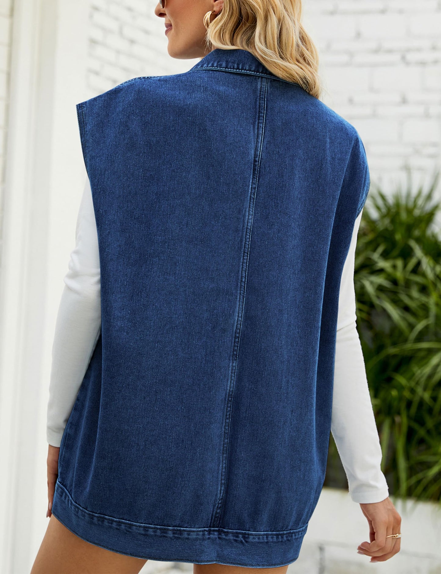 Oversized Sleeveless Denim Jean Vest for Women